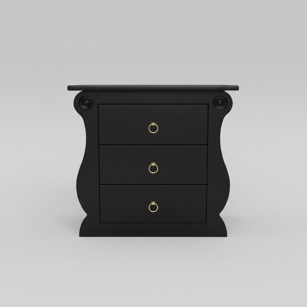 Black Bedside Pedestal - Studio Photo