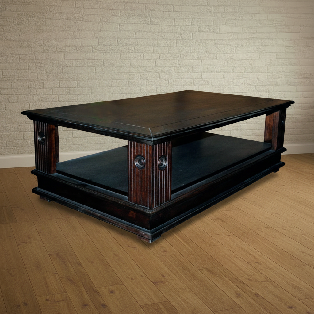 Dark Coffee Table - Grounded on Wood Floor