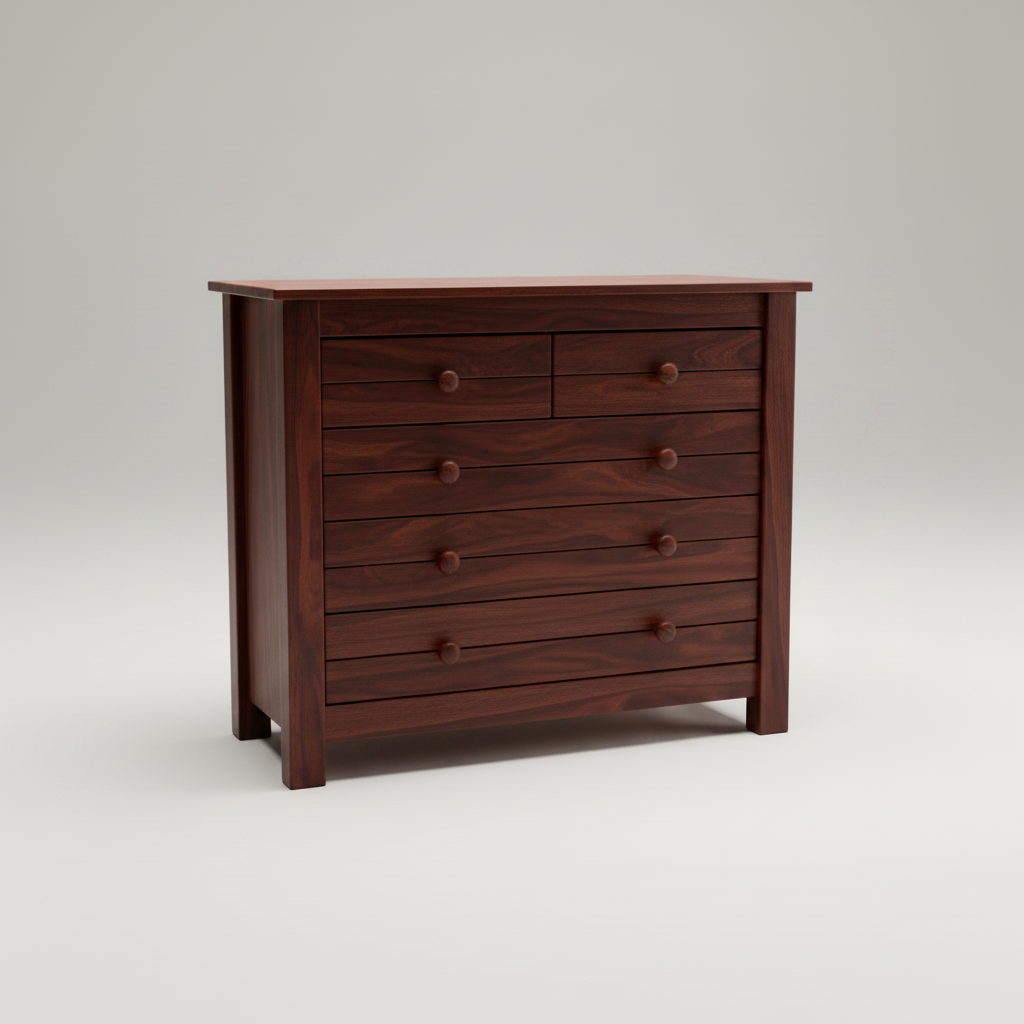 Slatted Chest of Drawers - Dark Mahogany
